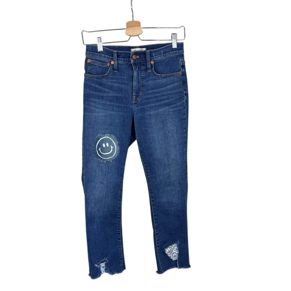 Madewell Cali Demi Boot Jeans Happy Face Patchwork Women’s 25